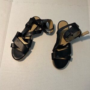 Women’s Black Strappy Women's Sandals jute twine casual buckle